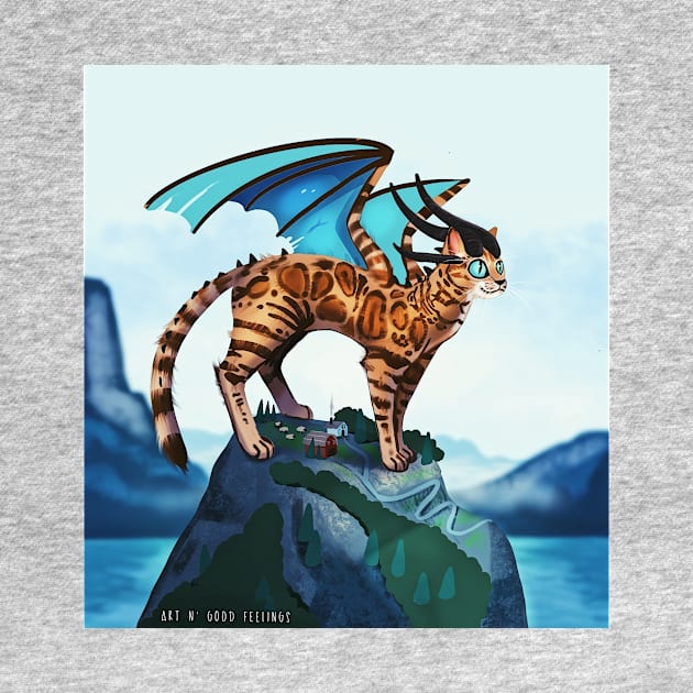 Bengal Cat Dragon by artngoodfeelings